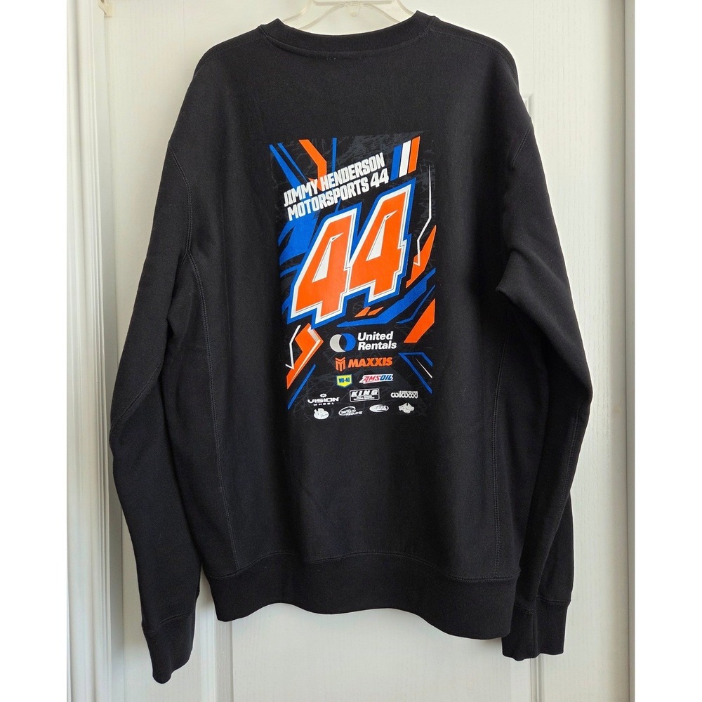 Jimmy Henderson Motorsports 44 Black Crewneck Racing‎ Graphic Sweatshirt Sz XL